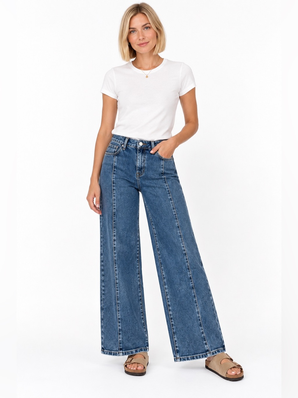 Flamingals Wide-Leg Women's Jeans in Dark Blue • size medium • NWT